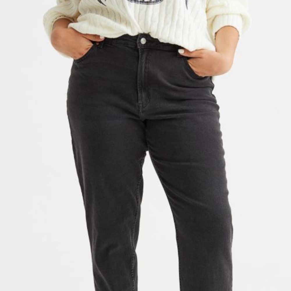 NEW H&M loose mom jeans loose fit 26 ankle plus size womens grey black